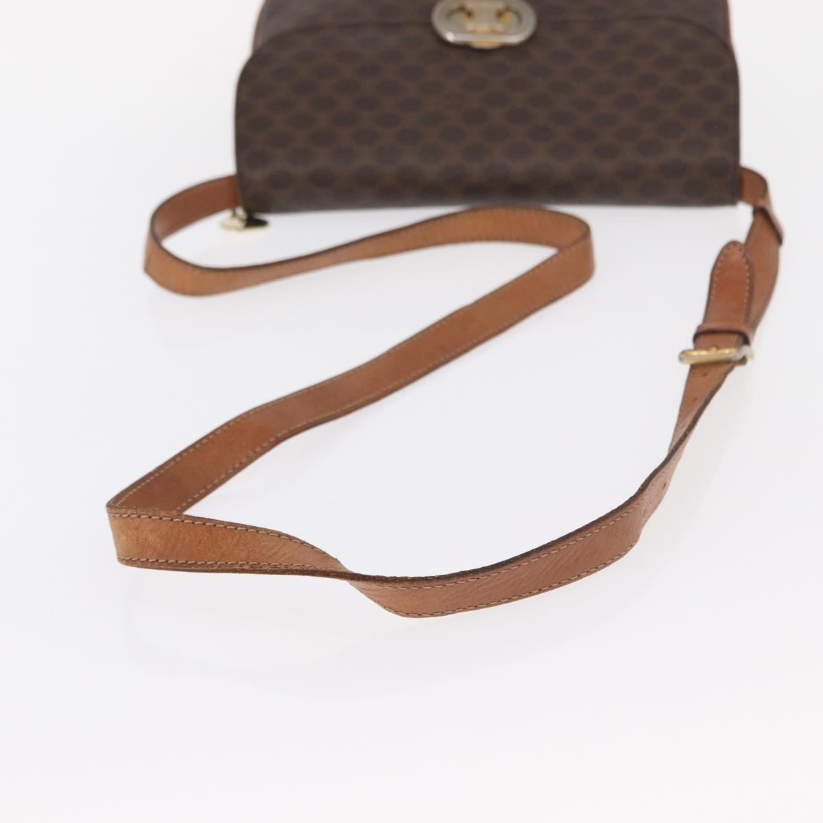 CELINE Macadam Canvas Shoulder Bag PVC Leather Brown Gold Auth 156250