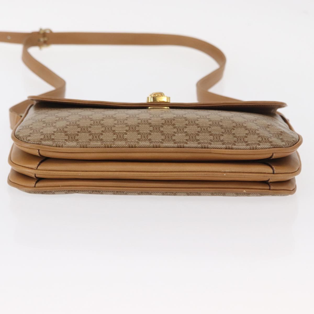 CELINE Macadam Canvas Shoulder Bag PVC Brown Gold Auth 156251