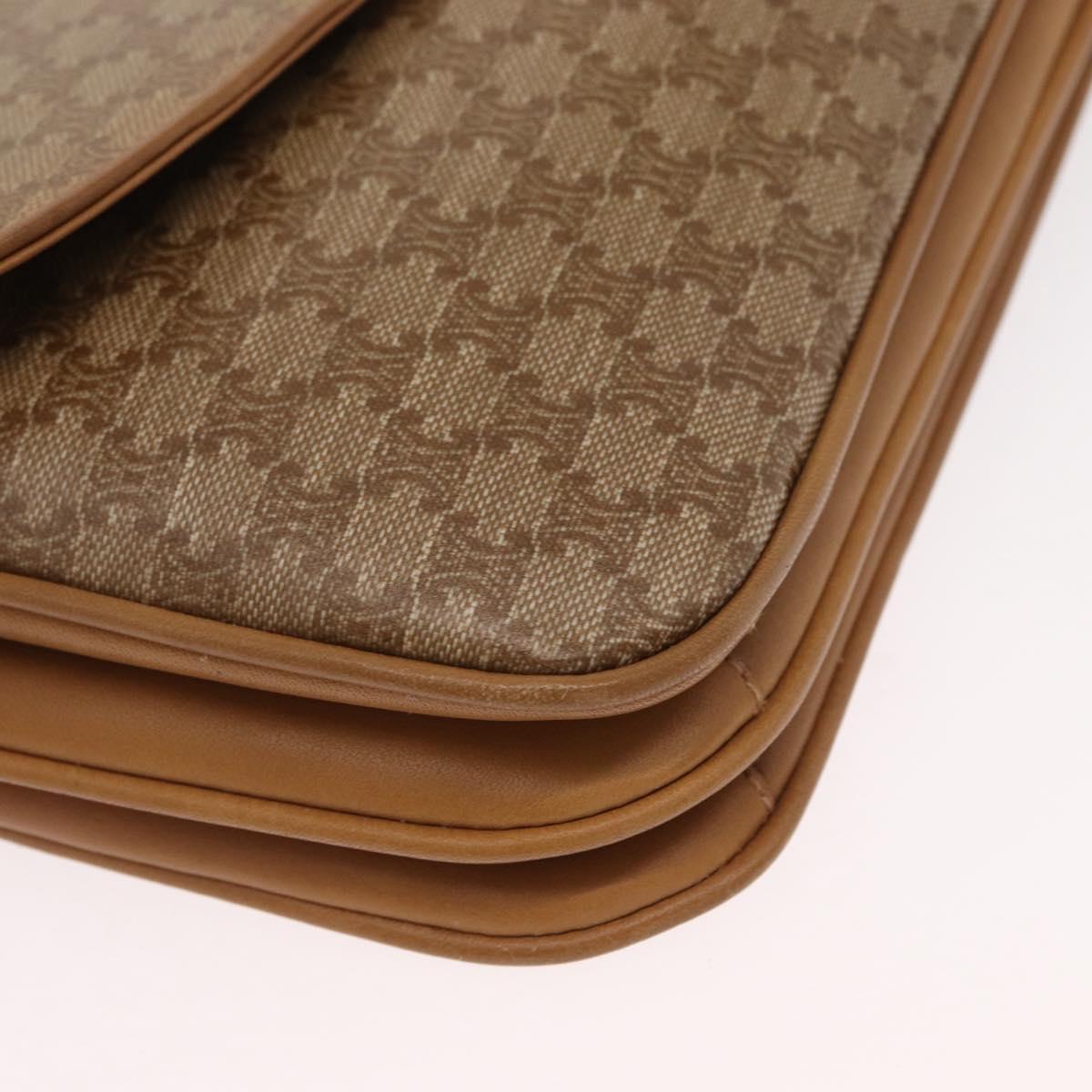 CELINE Macadam Canvas Shoulder Bag PVC Brown Gold Auth 156251