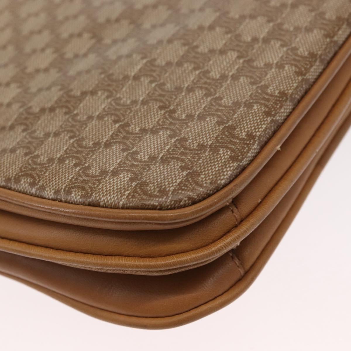 CELINE Macadam Canvas Shoulder Bag PVC Brown Gold Auth 156251