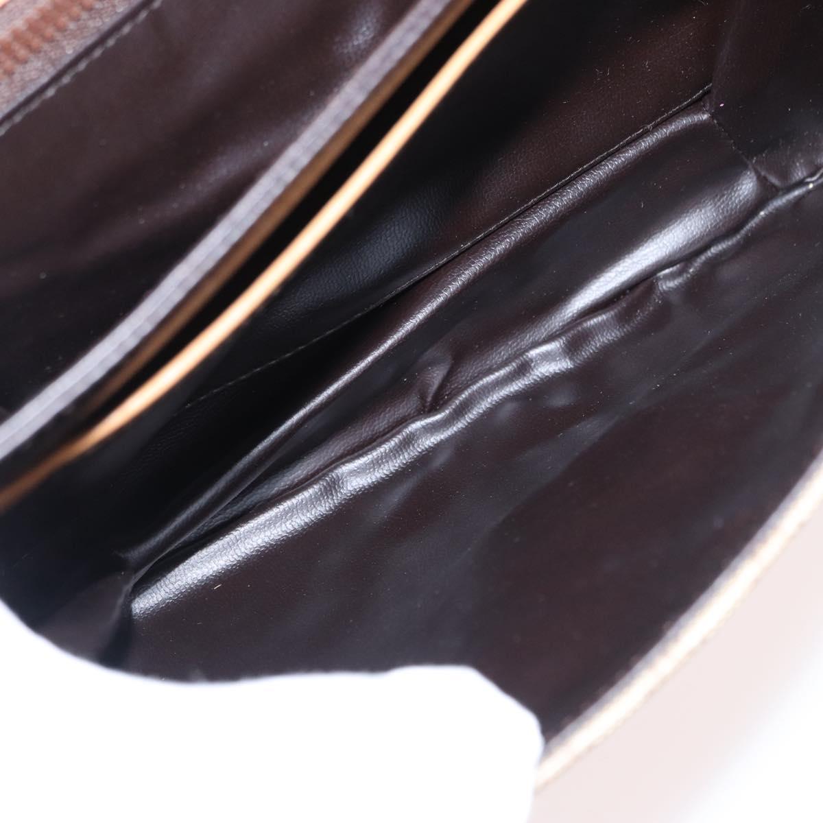 CELINE Macadam Canvas Shoulder Bag PVC Brown Gold Auth 156251