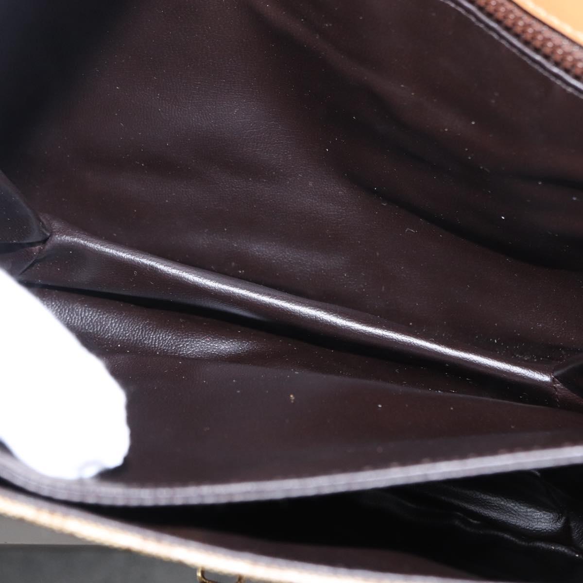 CELINE Macadam Canvas Shoulder Bag PVC Brown Gold Auth 156251