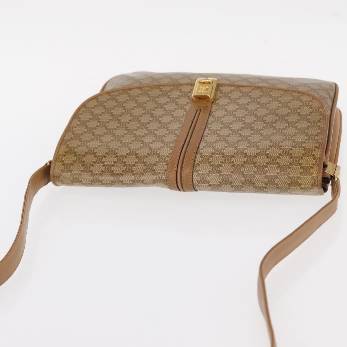 CELINE Macadam Canvas Shoulder Bag PVC Brown Gold Auth 156251