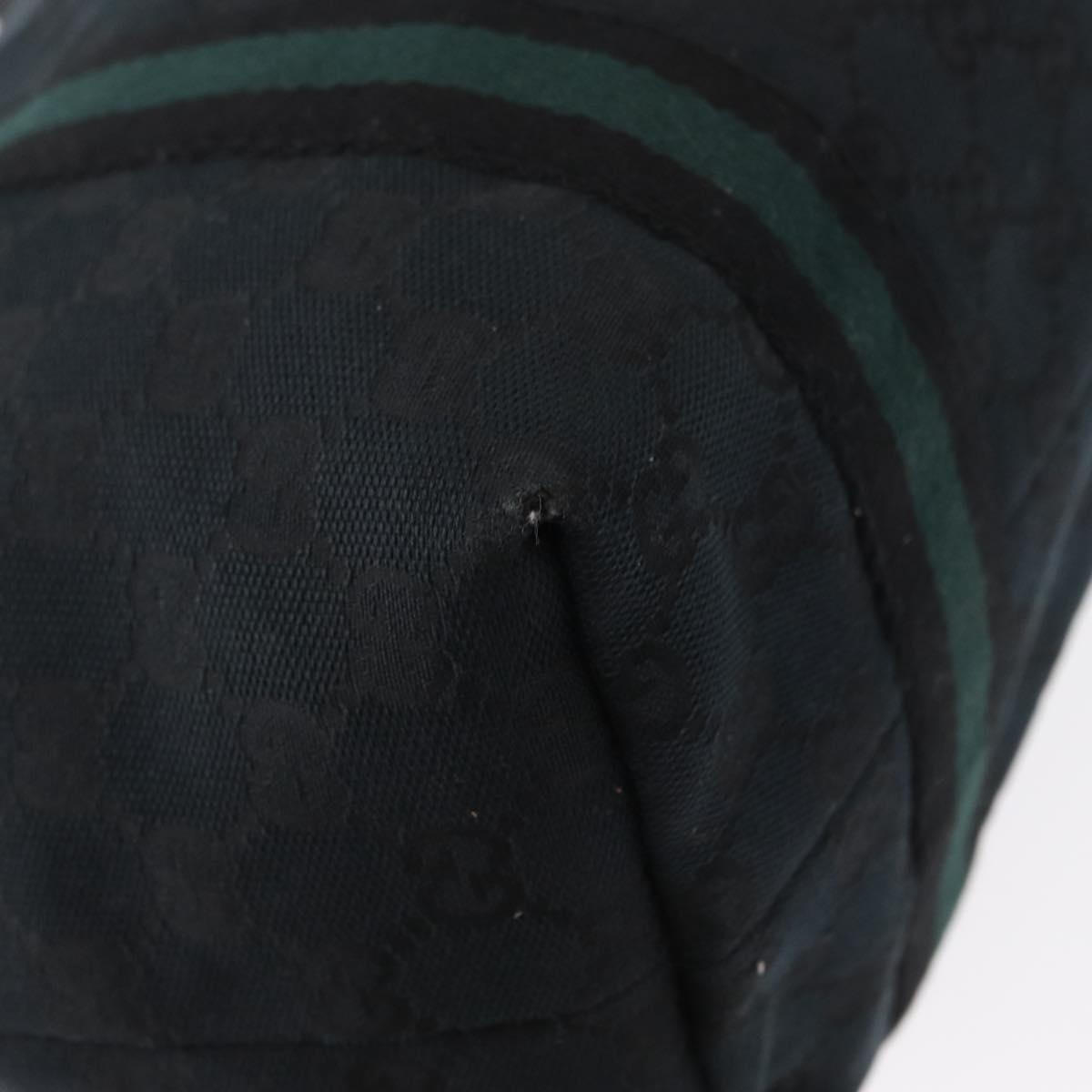 GUCCI GG Canvas Web Sherry Line Tote Bag Black Silver 137396 Auth 156253