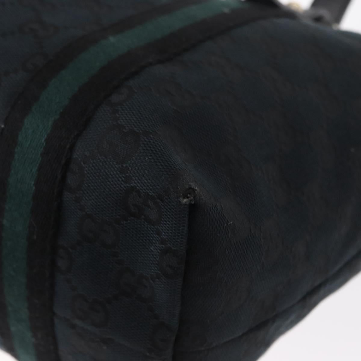 GUCCI GG Canvas Web Sherry Line Tote Bag Black Silver 137396 Auth 156253