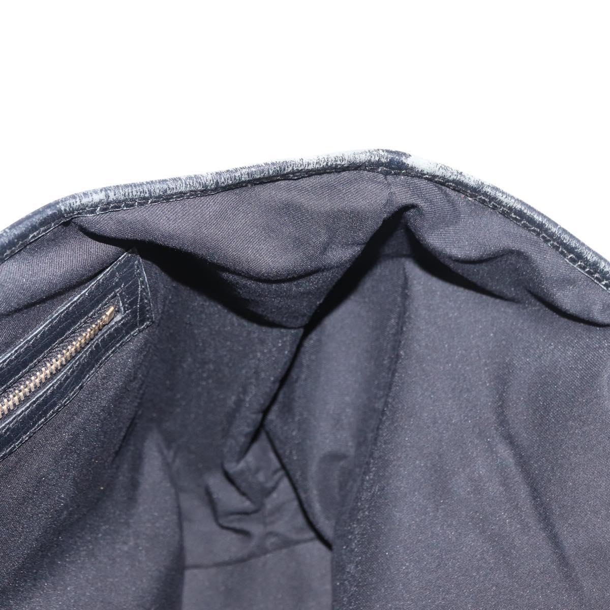 GUCCI GG Canvas Web Sherry Line Tote Bag Black Silver 137396 Auth 156253