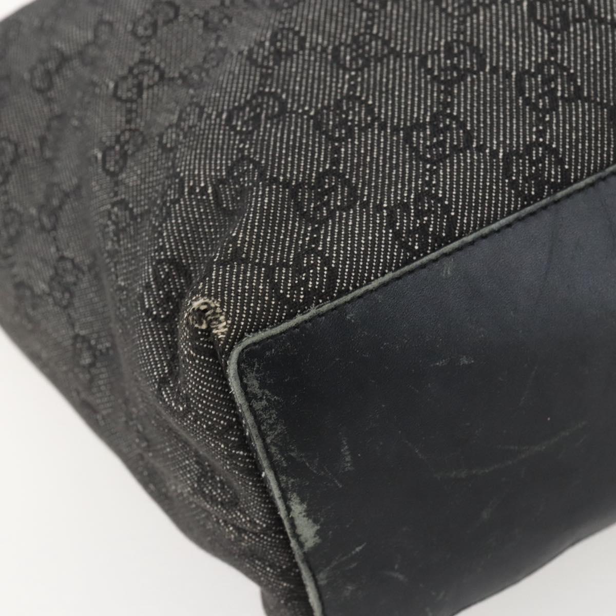 GUCCI GG Canvas Tote Bag Black Silver 31243 Auth 156254