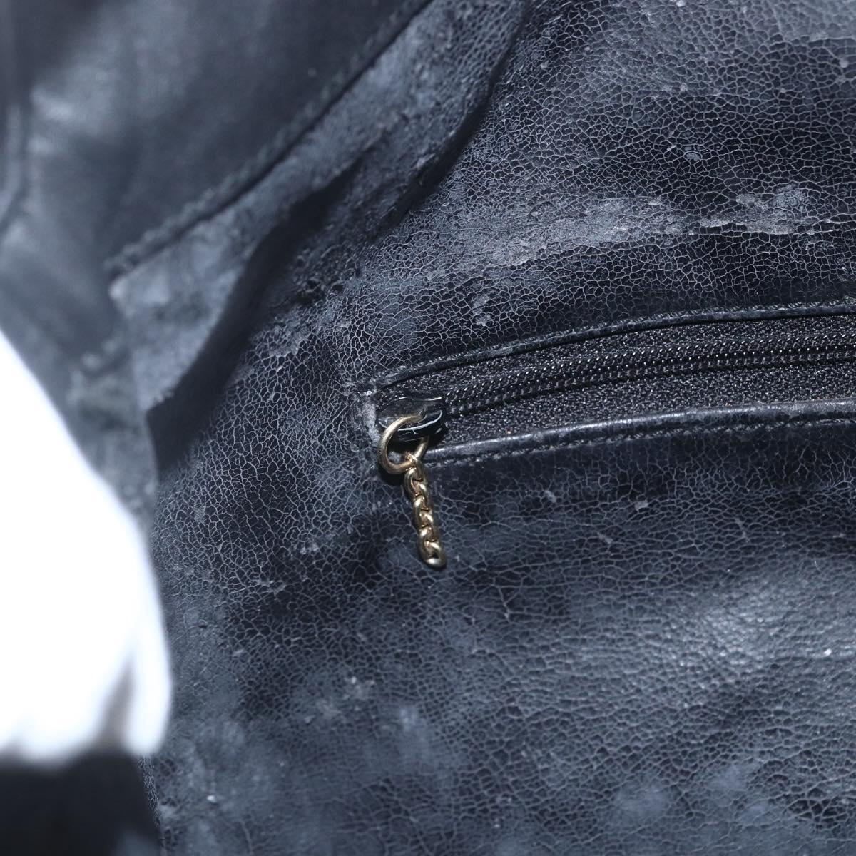 GUCCI Bamboo Hand Bag Leather 2way Black Gold 001 1633 Auth 156256