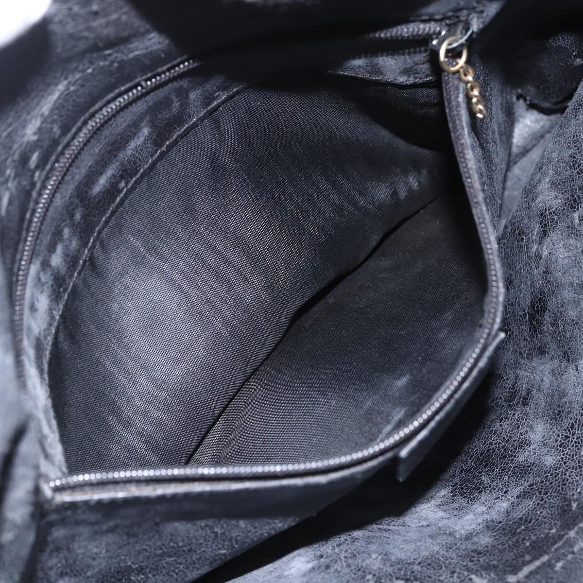 GUCCI Bamboo Hand Bag Leather 2way Black Gold 001 1633 Auth 156256