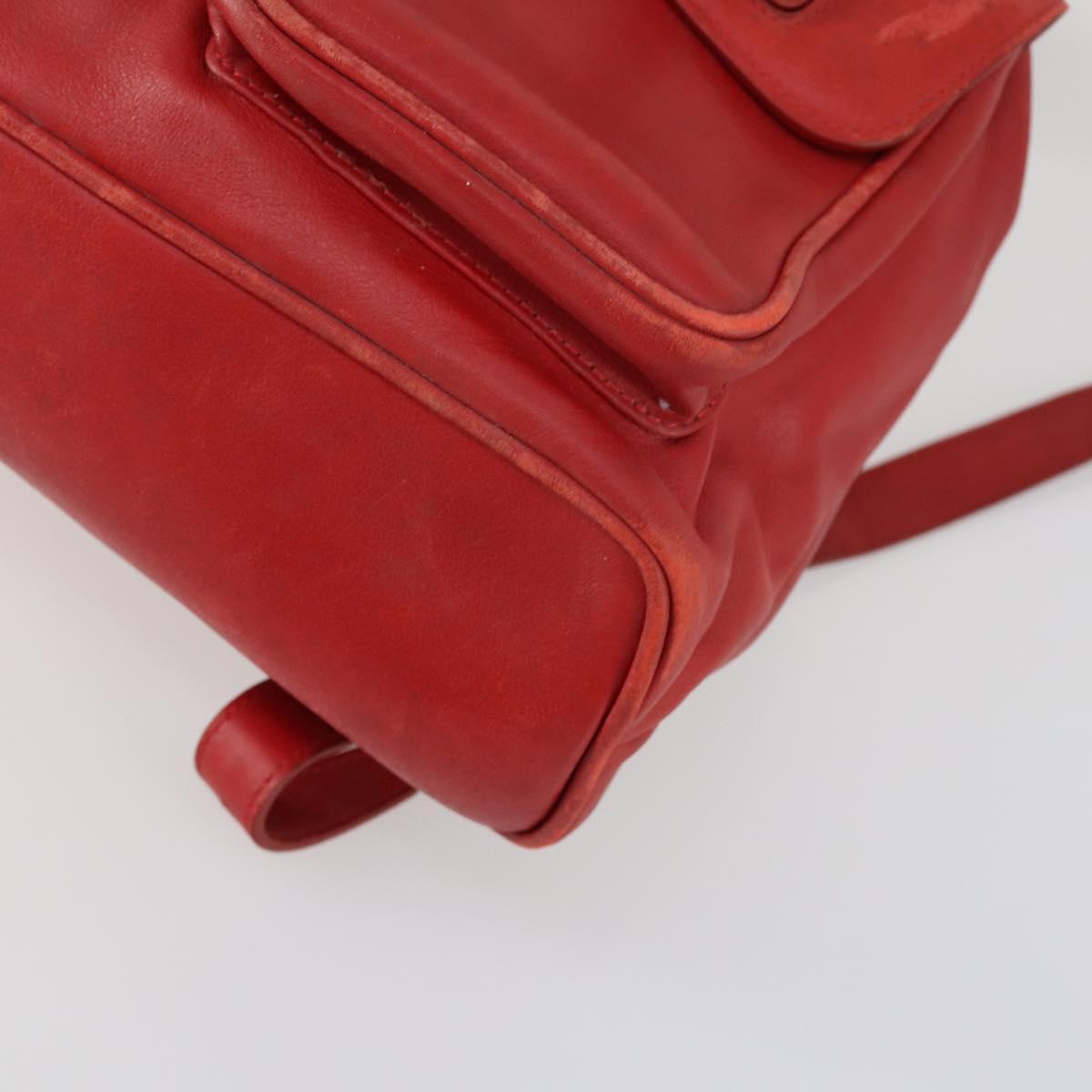 GUCCI Bamboo Backpack Leather Red Gold 003 2058 0016 Auth 156257