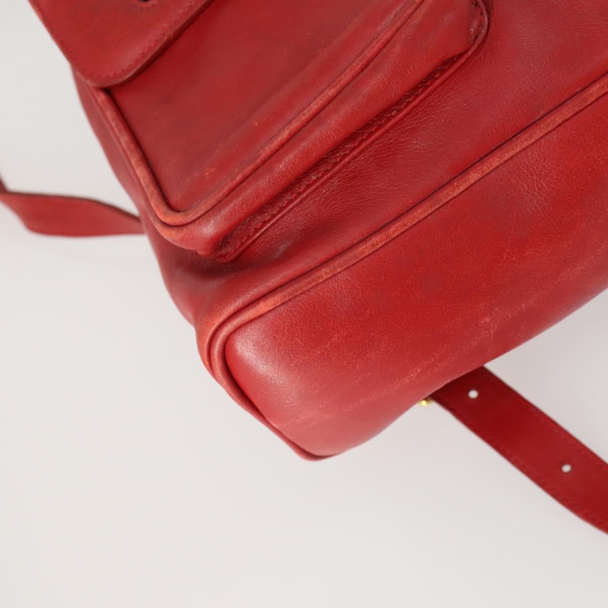 GUCCI Bamboo Backpack Leather Red Gold 003 2058 0016 Auth 156257