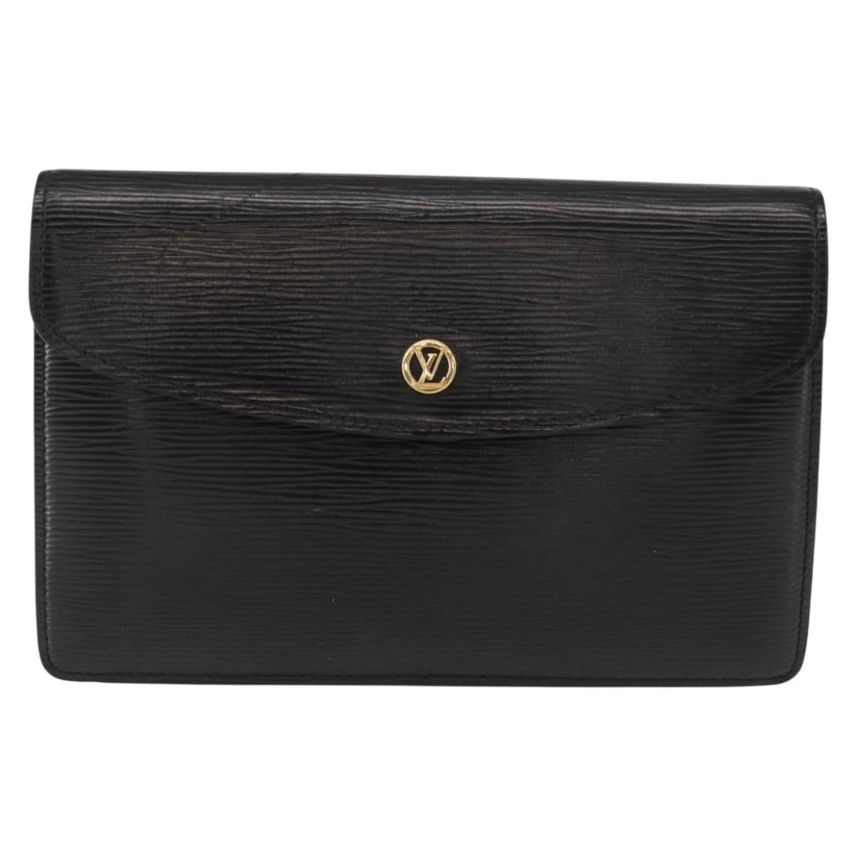 LOUIS VUITTON Epi Montaigne 23 Clutch Bag Black M52662 LV Auth 156258