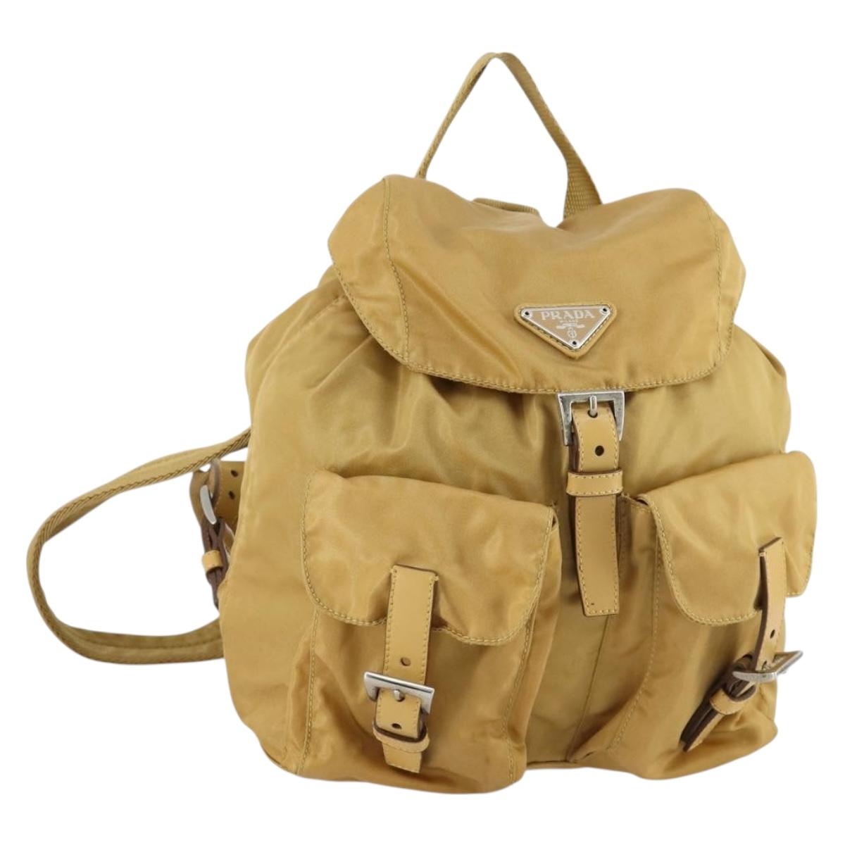 PRADA Backpack Nylon Brown Silver Auth 156266
