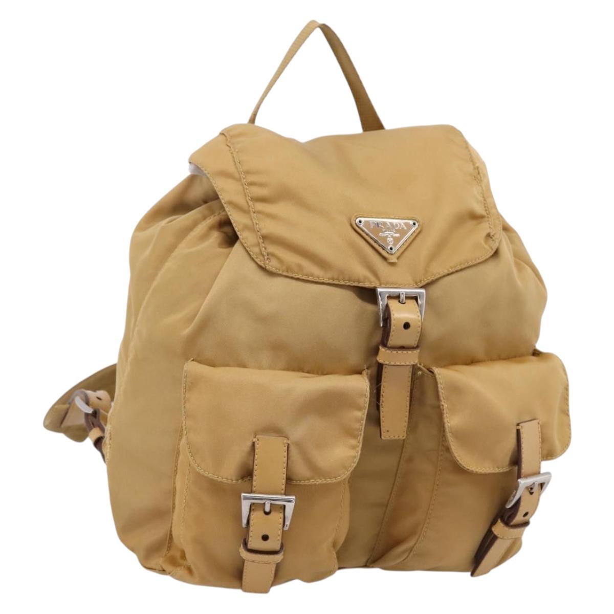 PRADA Backpack Nylon Brown Silver Auth 156266