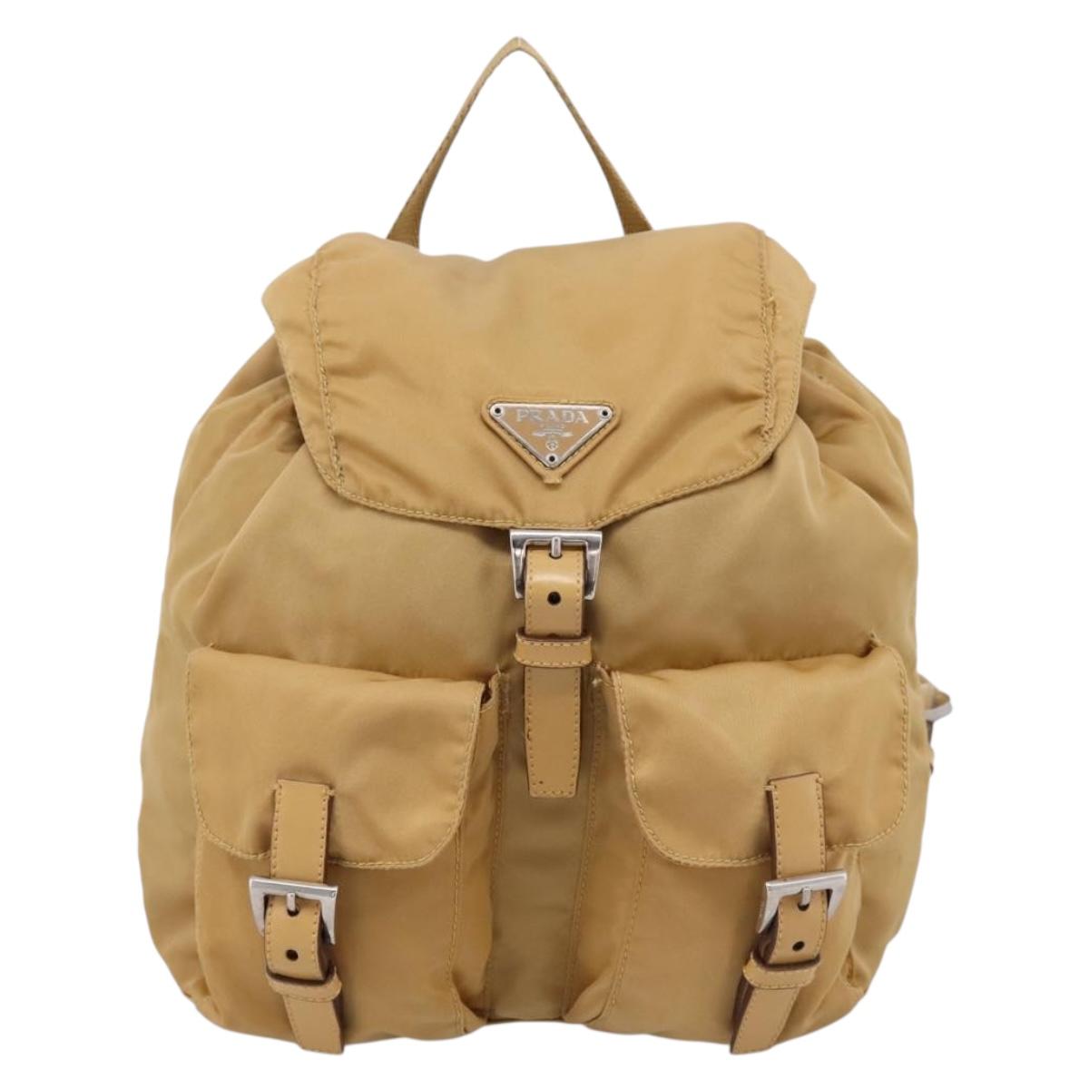 PRADA Backpack Nylon Brown Silver Auth 156266