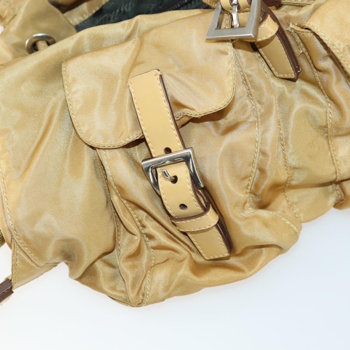 PRADA Backpack Nylon Brown Silver Auth 156266