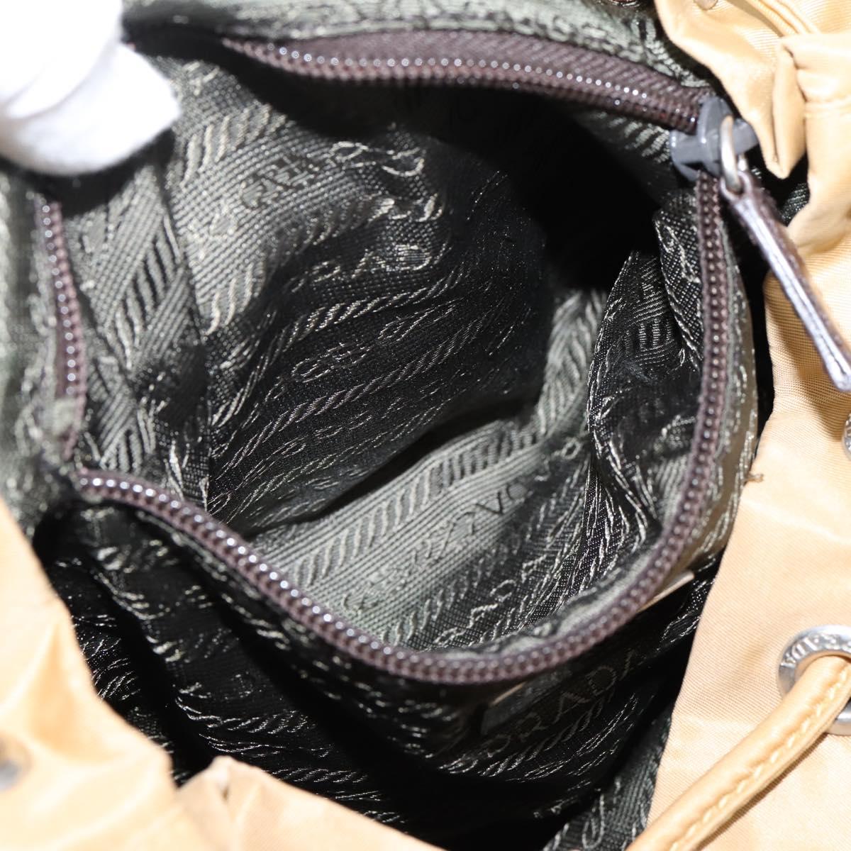 PRADA Backpack Nylon Brown Silver Auth 156266