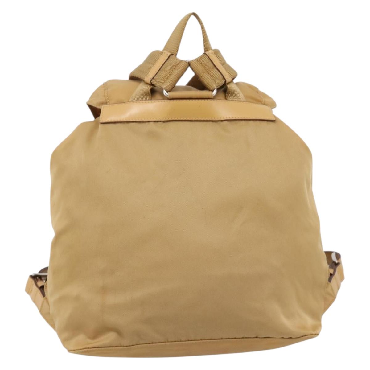 PRADA Backpack Nylon Brown Silver Auth 156266