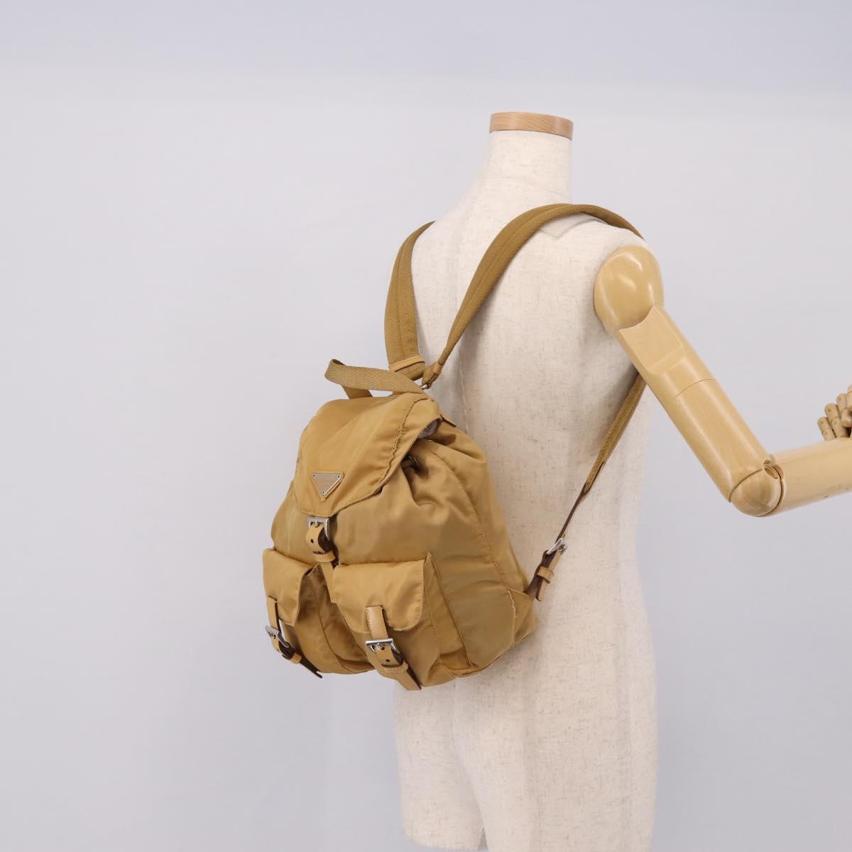 PRADA Backpack Nylon Brown Silver Auth 156266