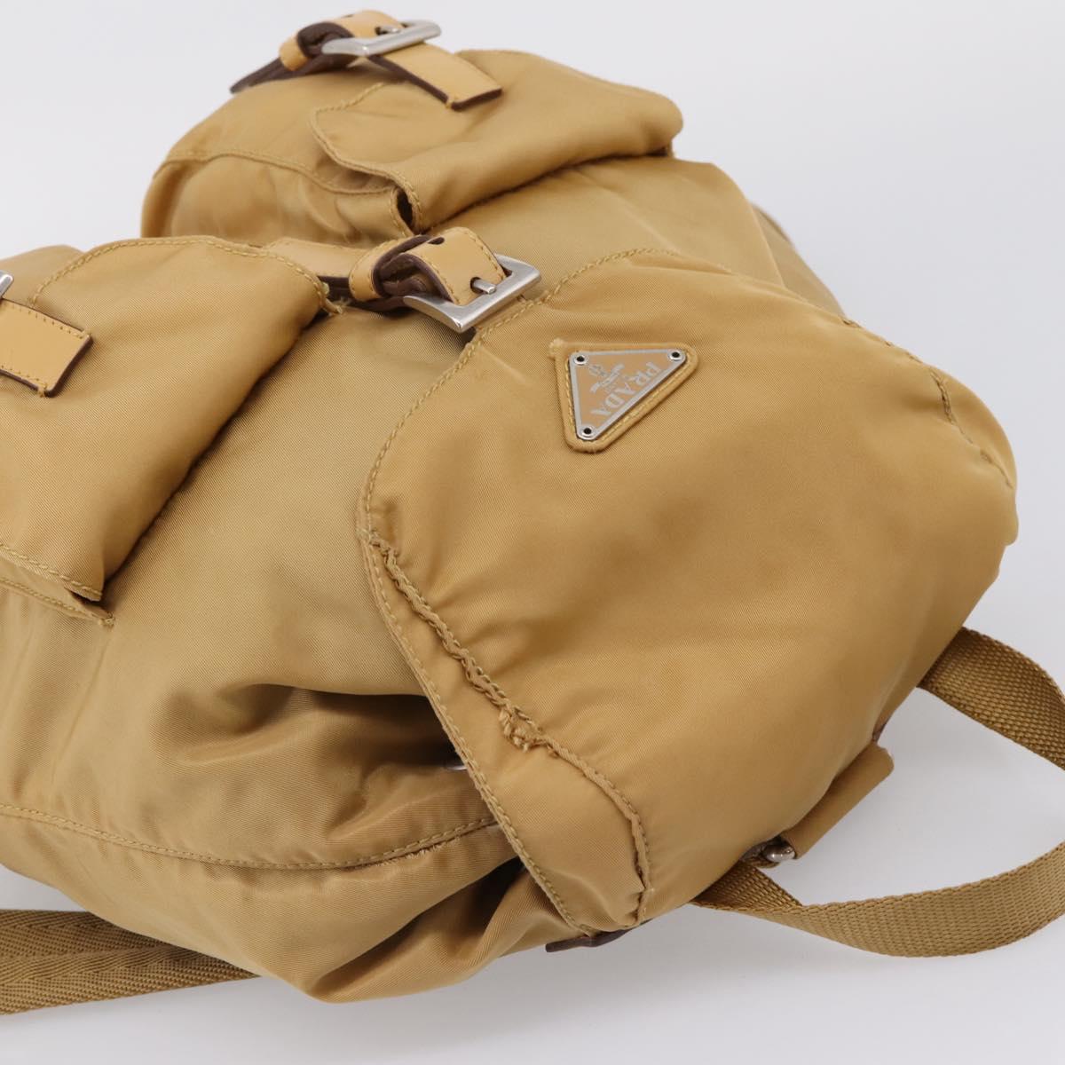 PRADA Backpack Nylon Brown Silver Auth 156266
