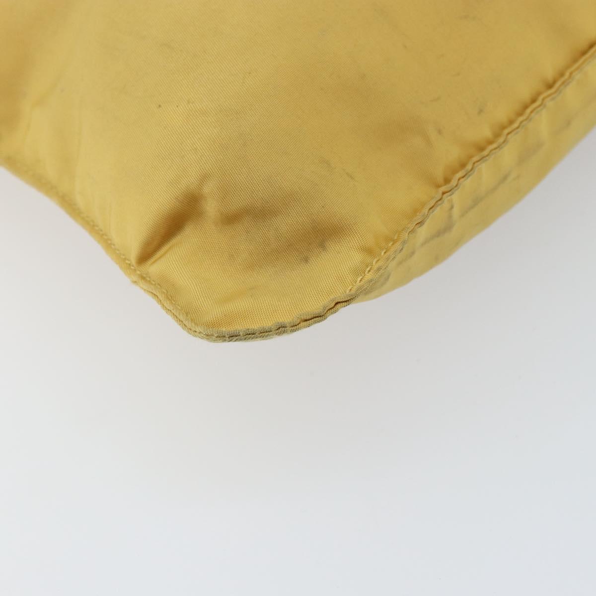 PRADA Shoulder Bag Nylon Yellow Silver Auth 156268