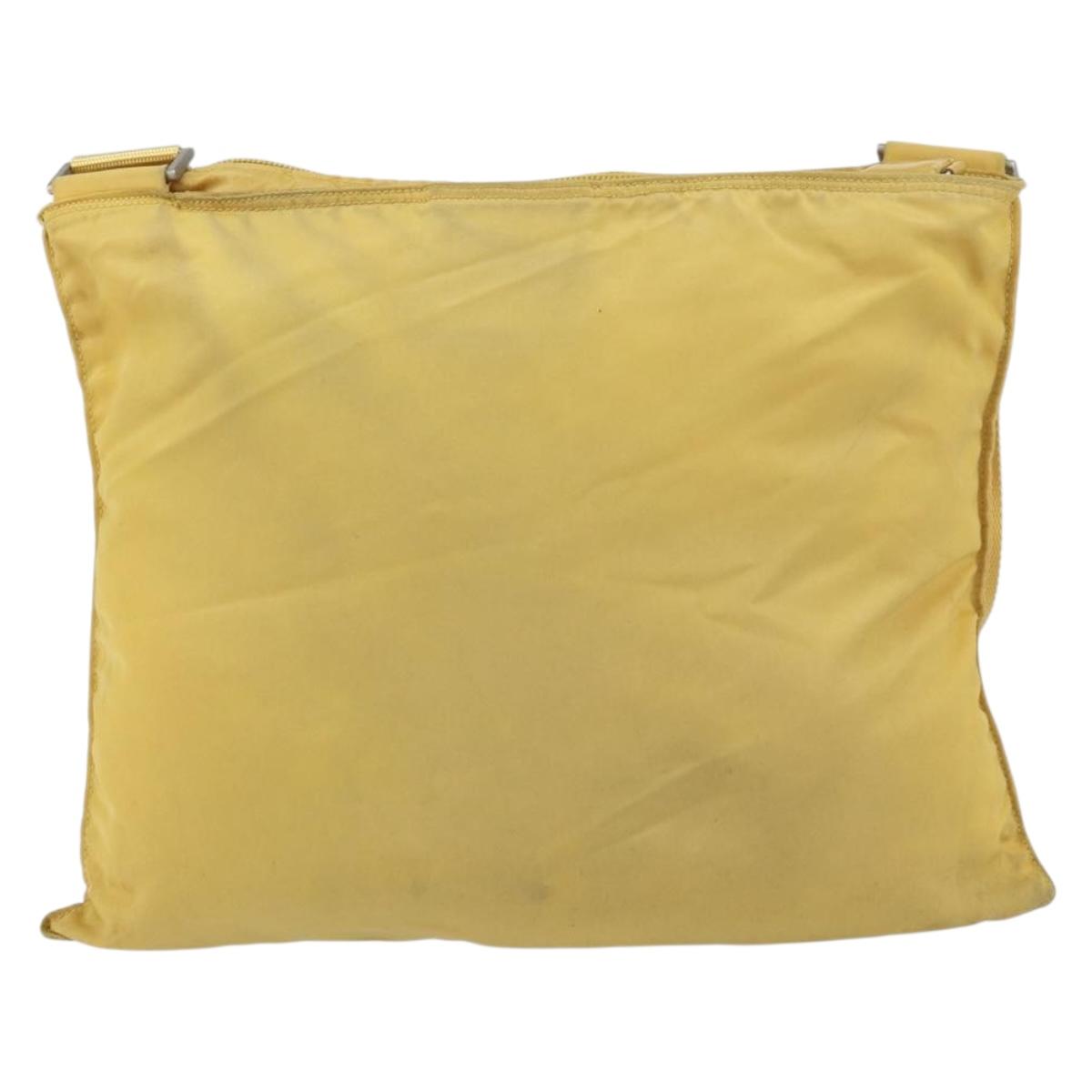 PRADA Shoulder Bag Nylon Yellow Silver Auth 156268