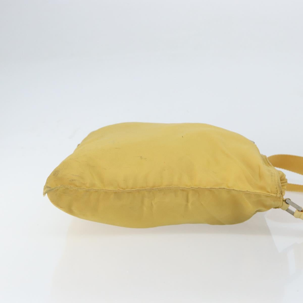 PRADA Shoulder Bag Nylon Yellow Silver Auth 156268