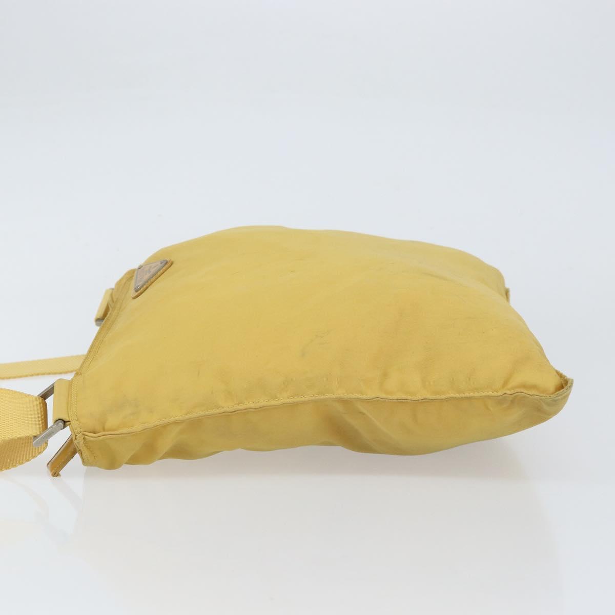 PRADA Shoulder Bag Nylon Yellow Silver Auth 156268