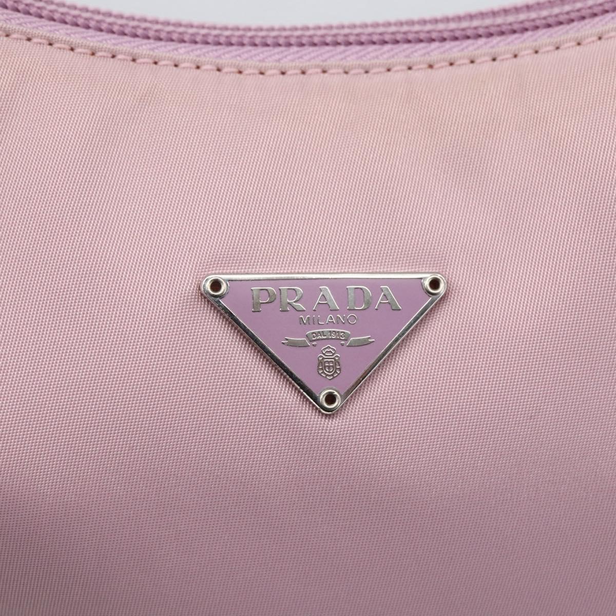 PRADA Hand Bag Nylon Pink Silver Auth 156269
