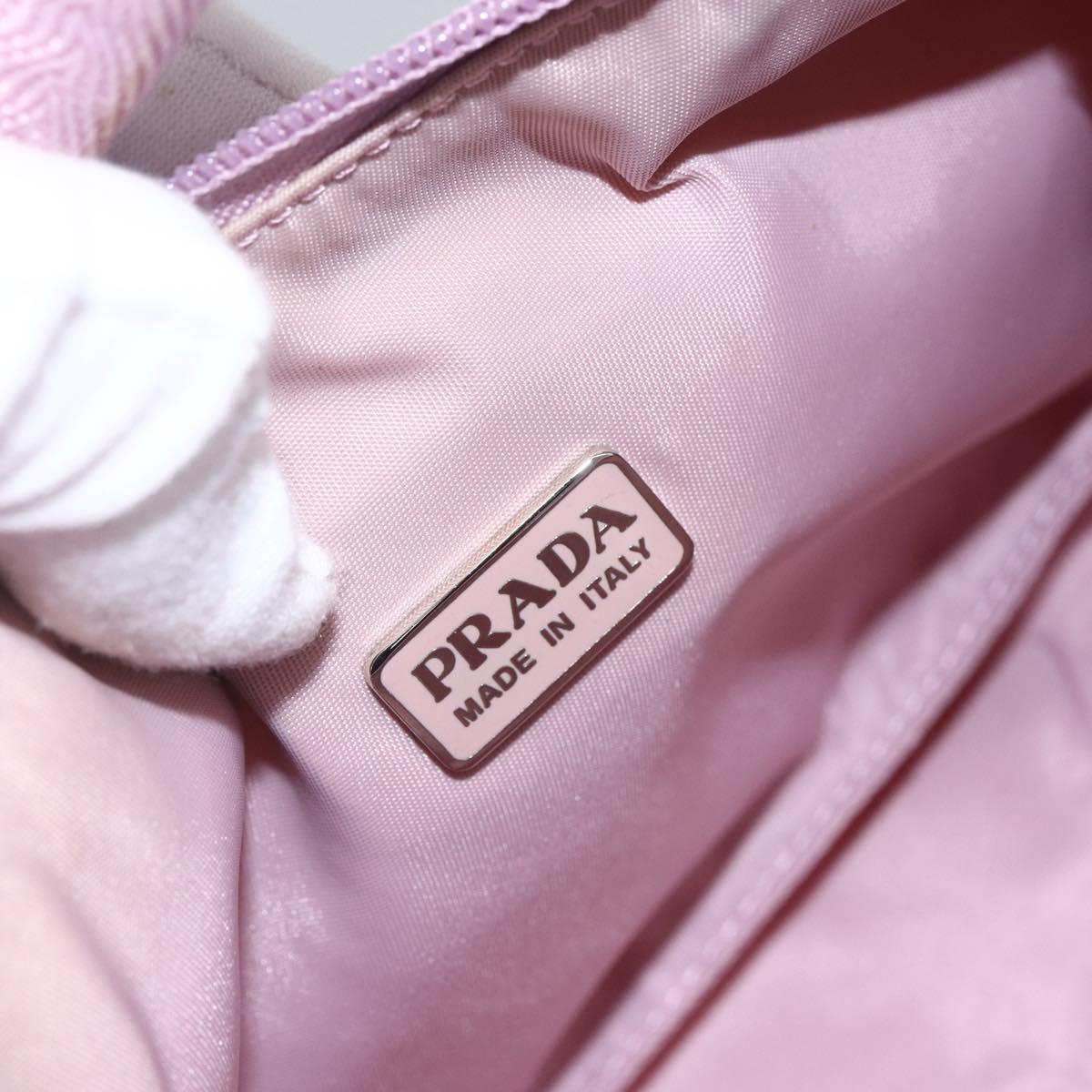 PRADA Hand Bag Nylon Pink Silver Auth 156269