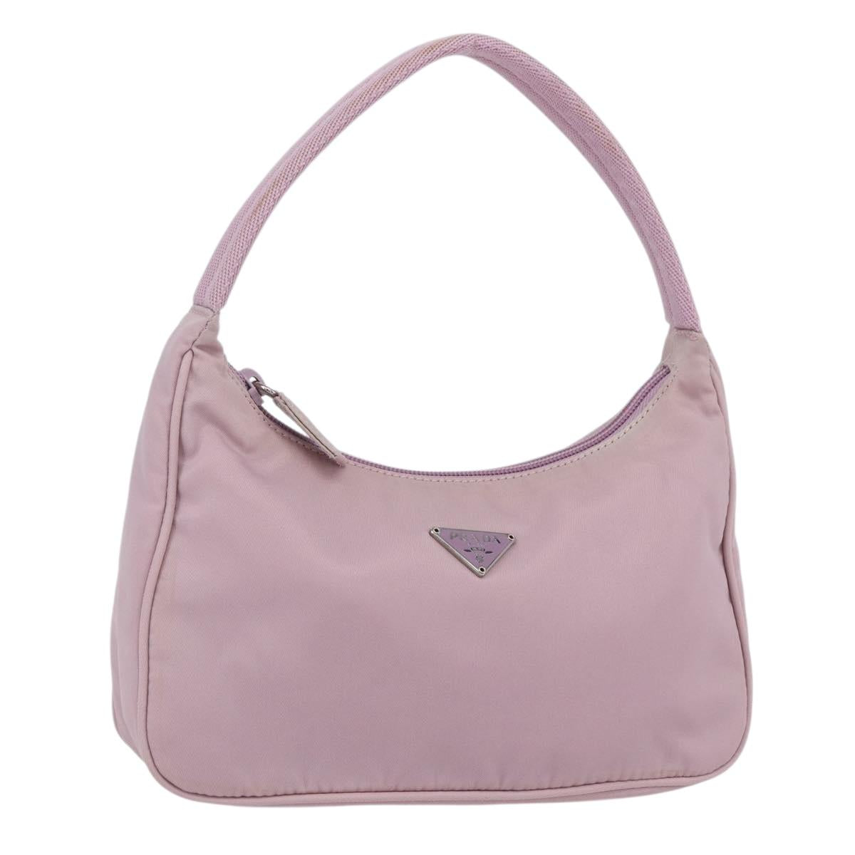 PRADA Hand Bag Nylon Pink Silver Auth 156269