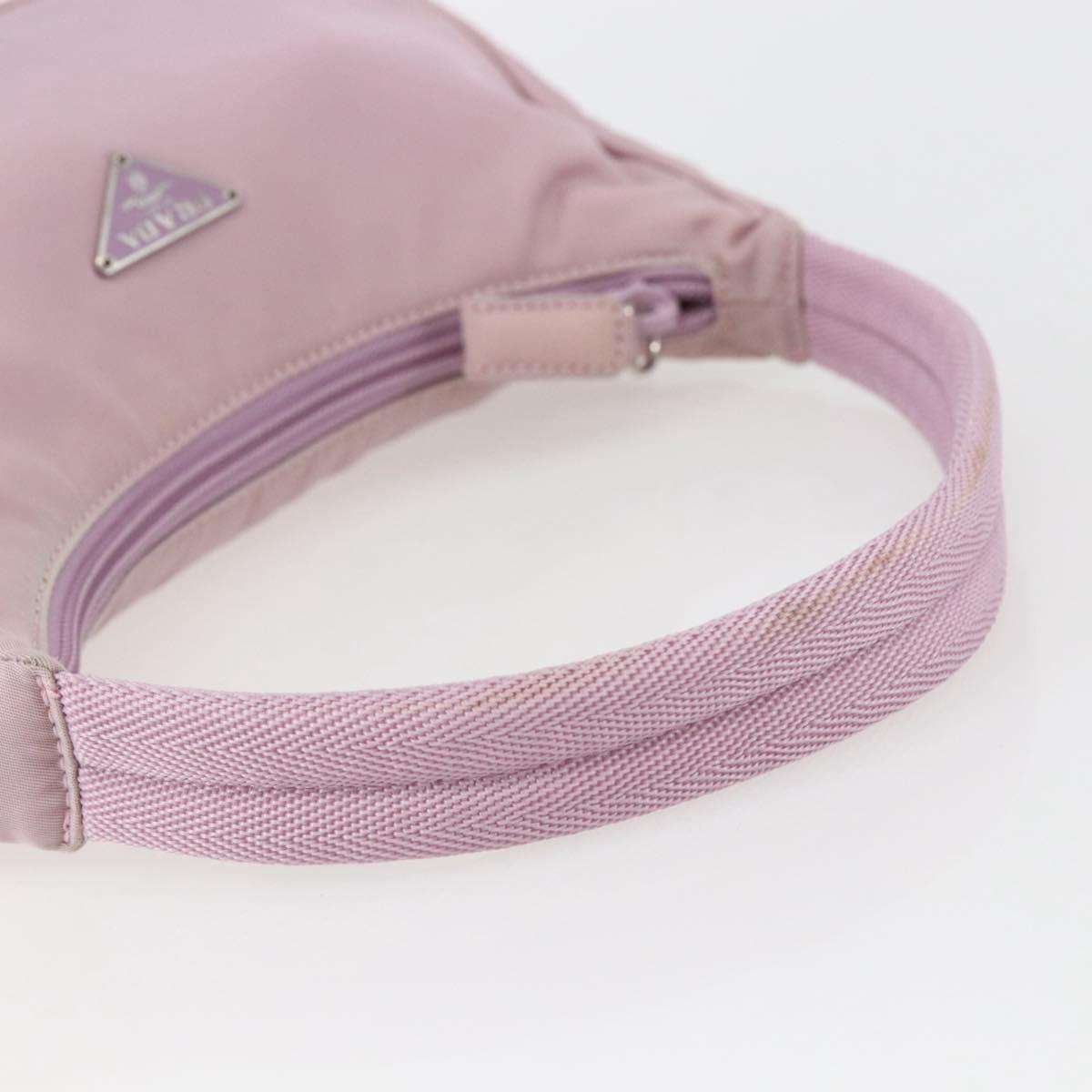 PRADA Hand Bag Nylon Pink Silver Auth 156269
