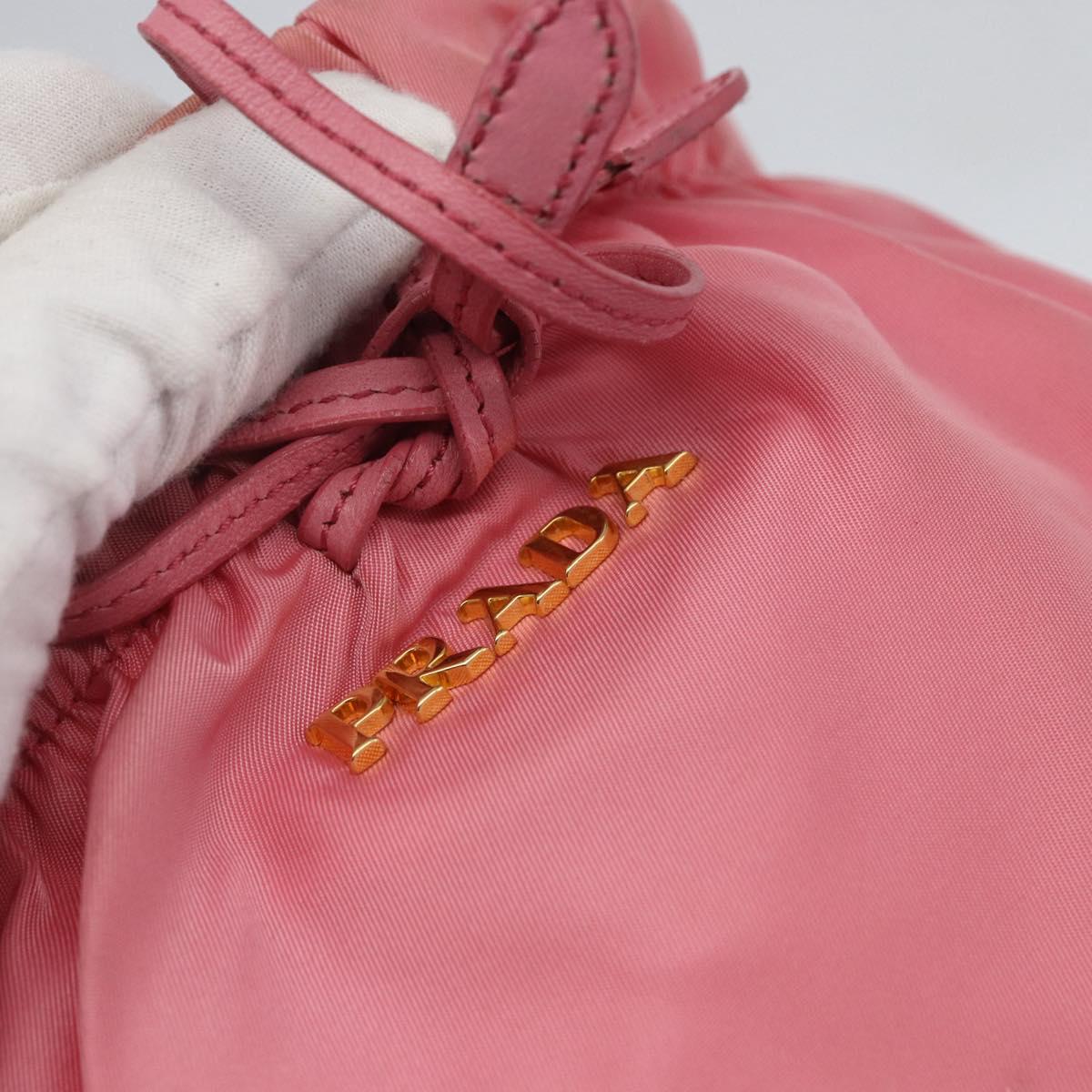 PRADA Hand Bag Nylon 2way Pink Gold Auth 156270