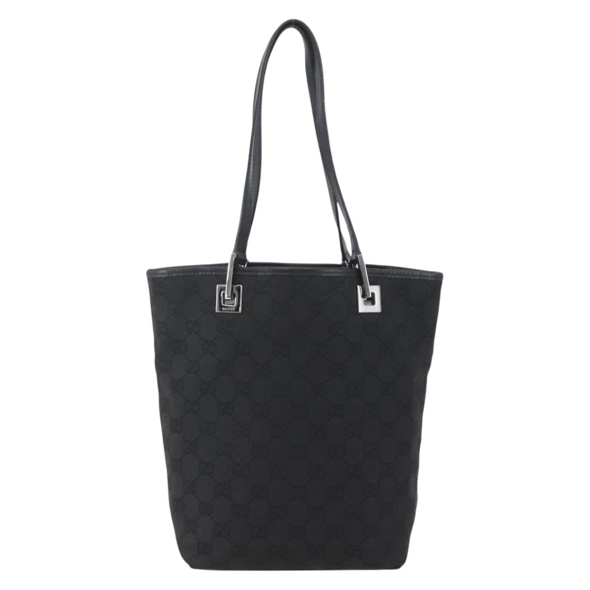 GUCCI GG Canvas Tote Bag Black Silver 31244 Auth 156271