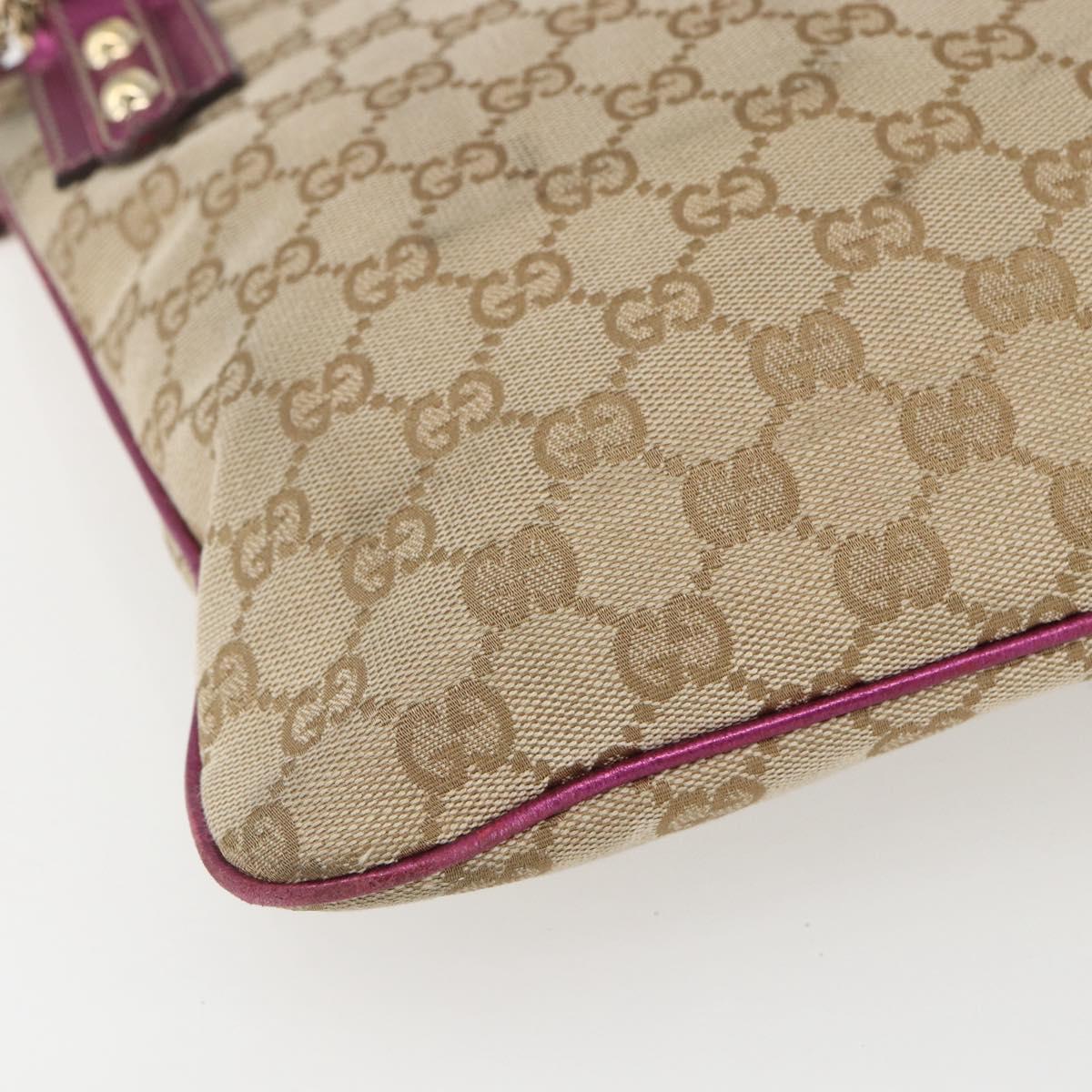 GUCCI GG Canvas Shoulder Bag Beige Pink gold 144388 Auth 156272