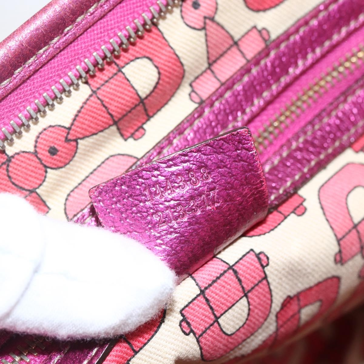 GUCCI GG Canvas Shoulder Bag Beige Pink gold 144388 Auth 156272