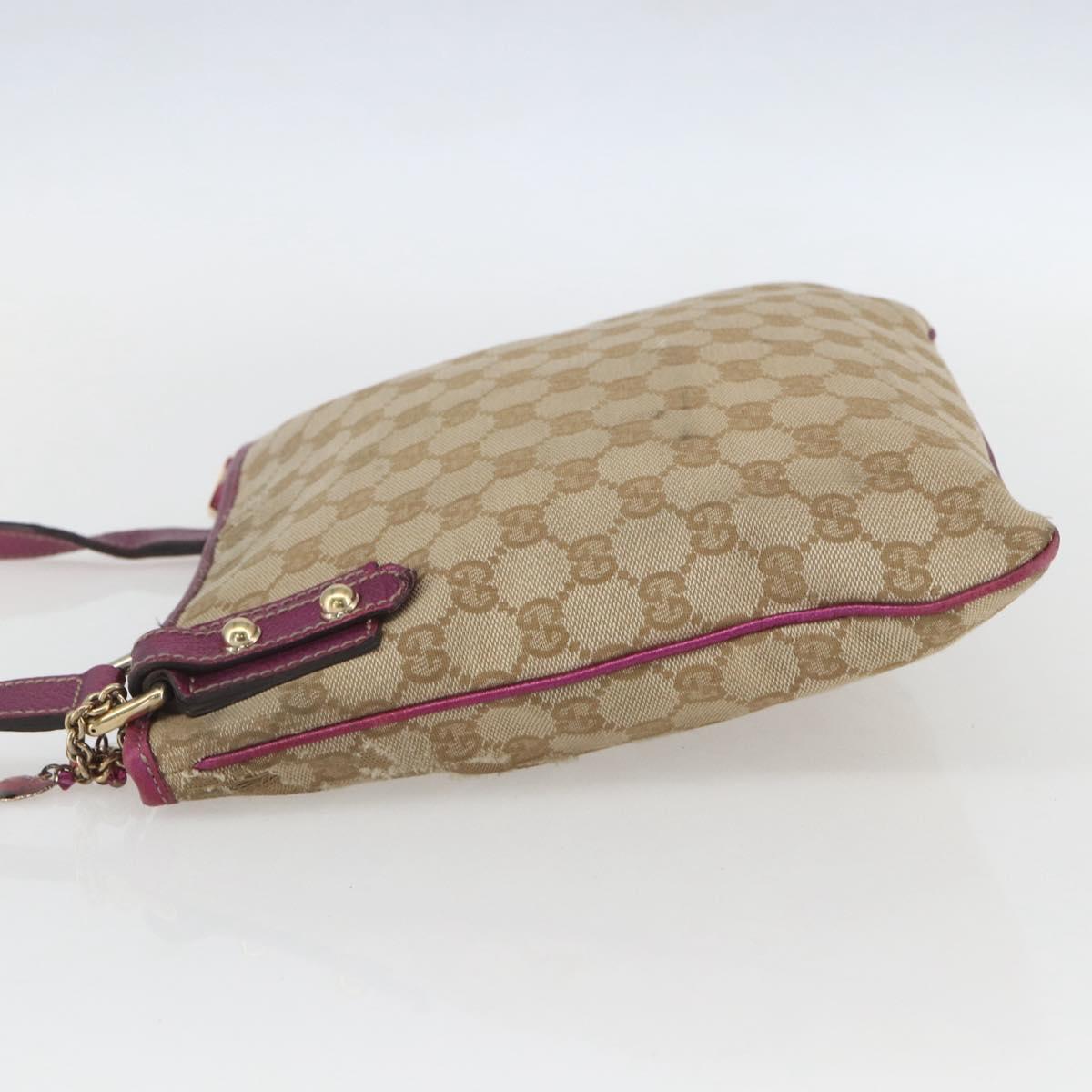 GUCCI GG Canvas Shoulder Bag Beige Pink gold 144388 Auth 156272