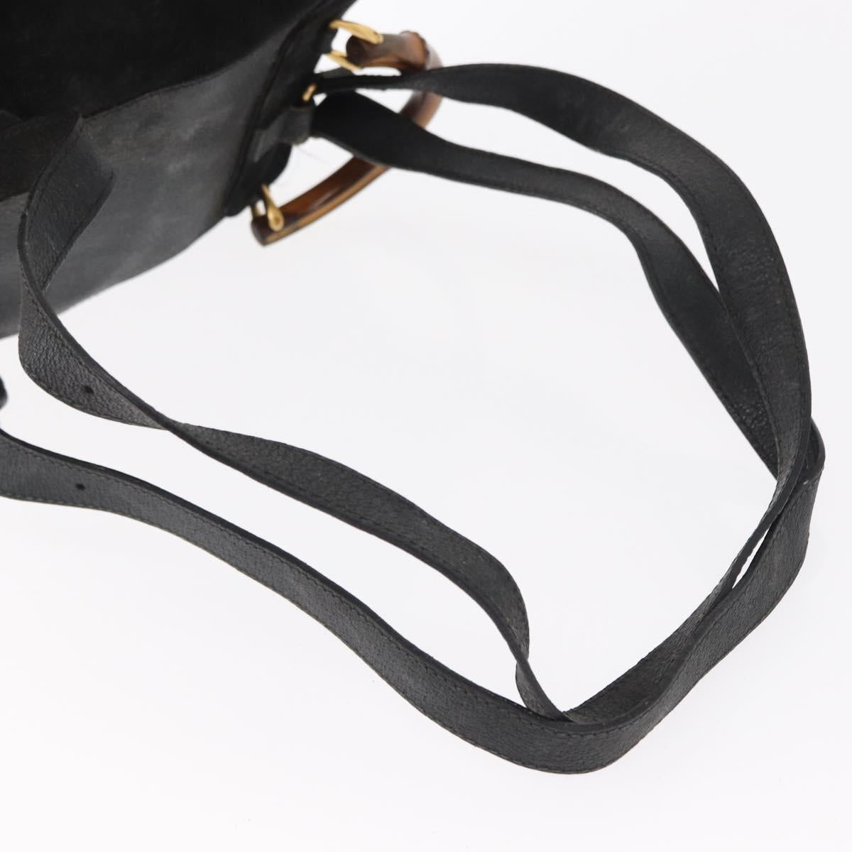 GUCCI Bamboo Backpack Leather Black Gold 003 2058 0030 Auth 156278
