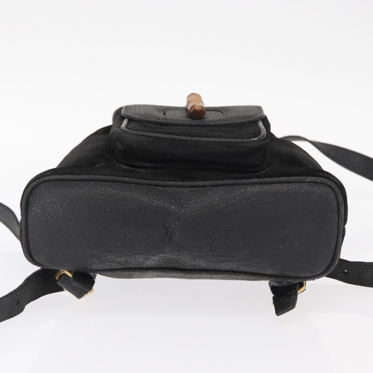 GUCCI Bamboo Backpack Leather Black Gold 003 2058 0030 Auth 156278