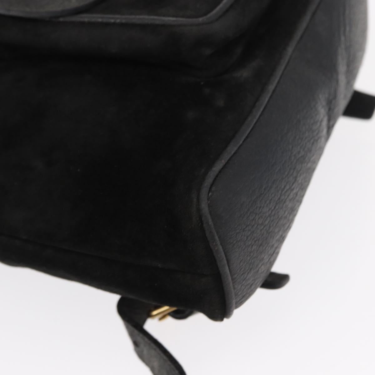 GUCCI Bamboo Backpack Leather Black Gold 003 2058 0030 Auth 156278