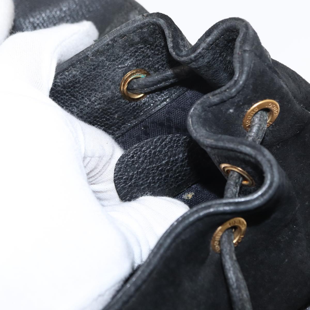 GUCCI Bamboo Backpack Leather Black Gold 003 2058 0030 Auth 156278