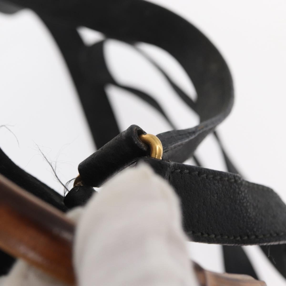 GUCCI Bamboo Backpack Leather Black Gold 003 2058 0030 Auth 156278