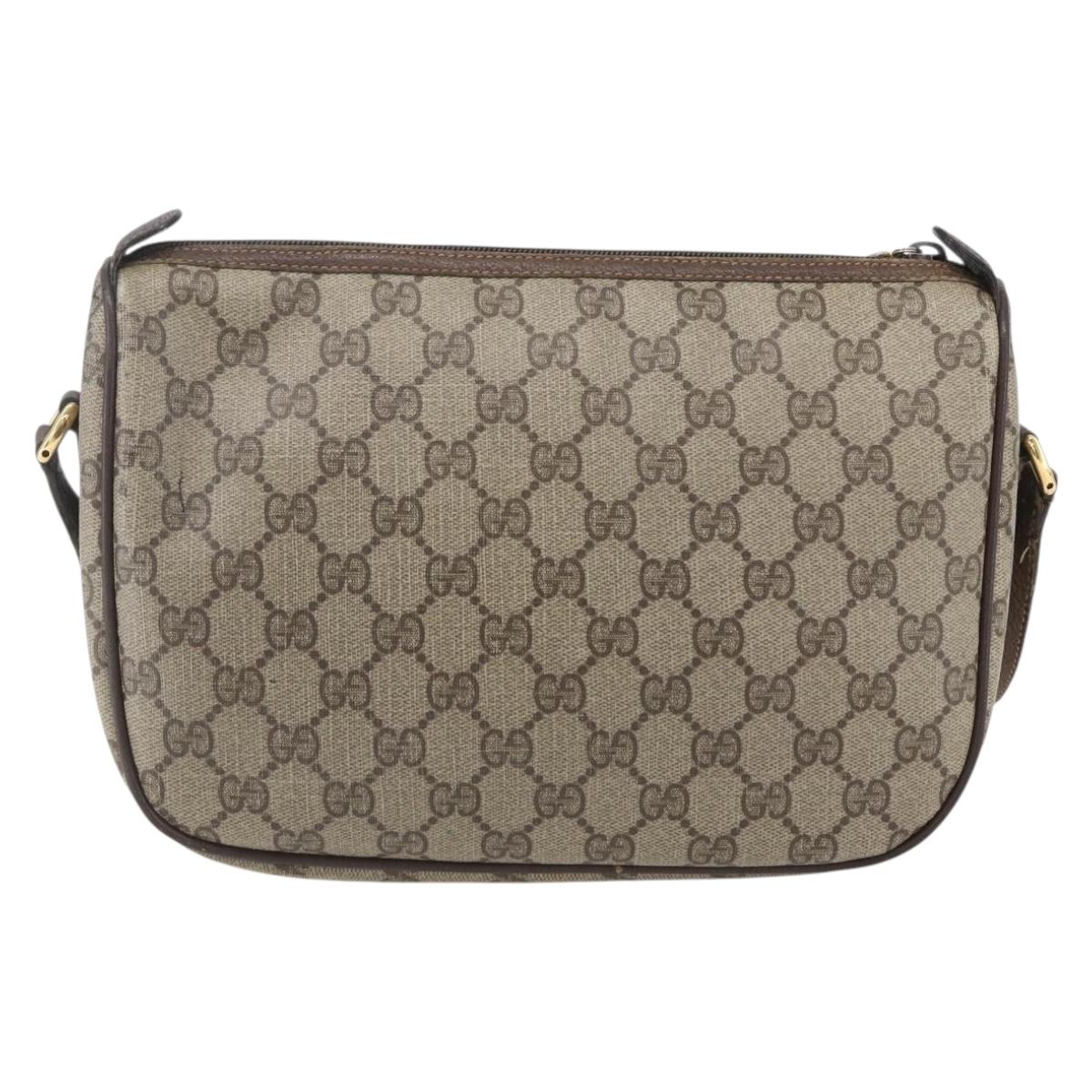 GUCCI GG Supreme Web Sherry Line Bag PVC Beige Gold 89 02 077 Auth 156279