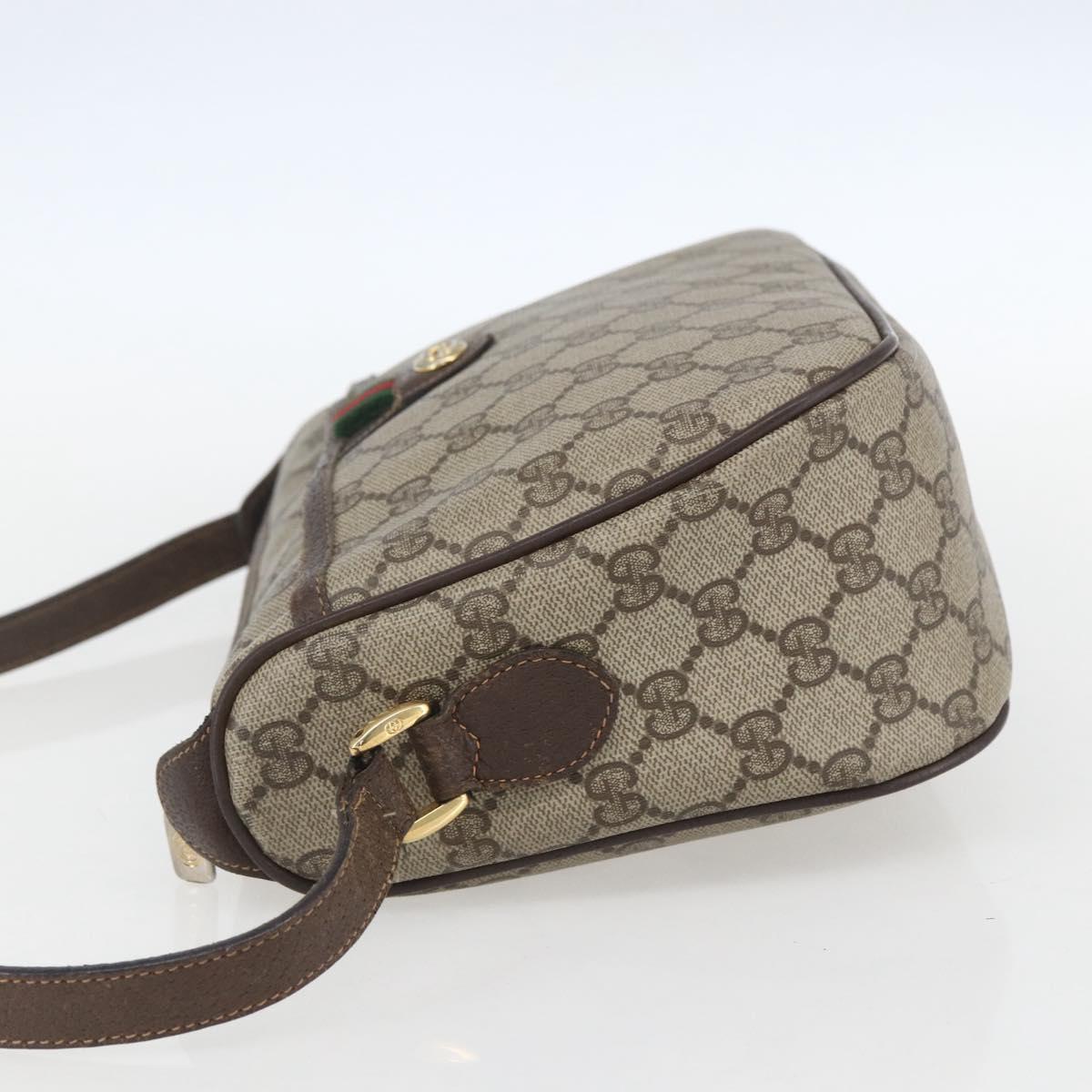 GUCCI GG Supreme Web Sherry Line Bag PVC Beige Gold 89 02 077 Auth 156279