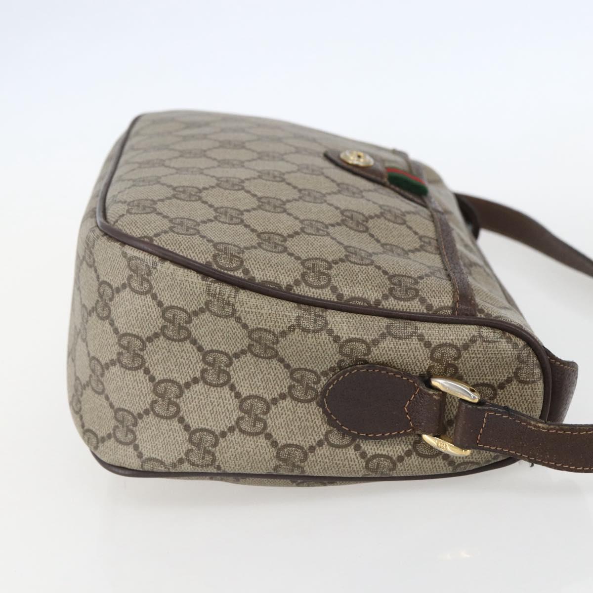 GUCCI GG Supreme Web Sherry Line Bag PVC Beige Gold 89 02 077 Auth 156279