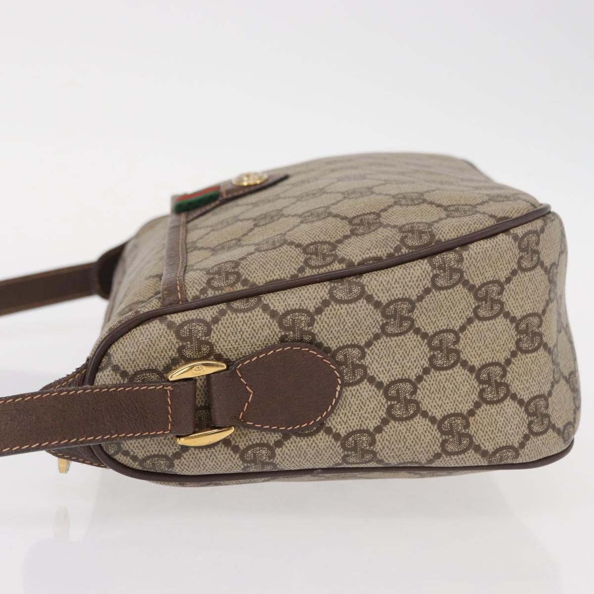 GUCCI GG Supreme Web Sherry Line Bag PVC Beige Gold 89 02 077 Auth 156280
