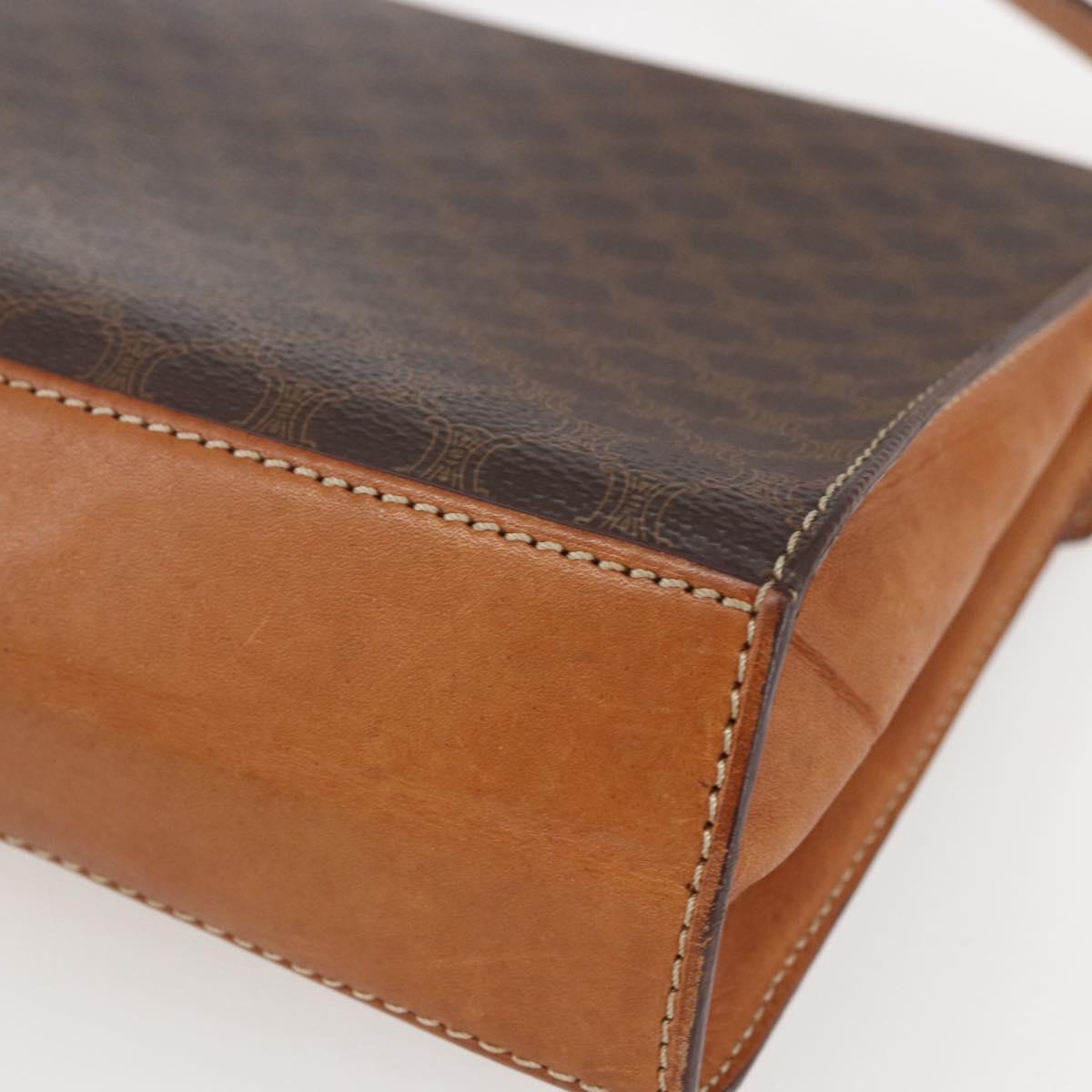 CELINE Macadam Canvas Shoulder Bag PVC Leather Brown Gold Auth 156281