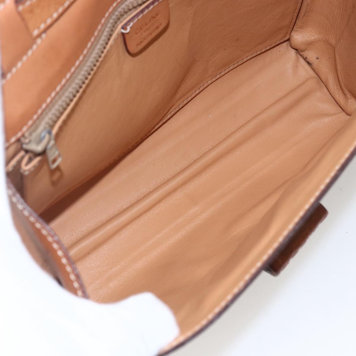 CELINE Macadam Canvas Shoulder Bag PVC Leather Brown Gold Auth 156281