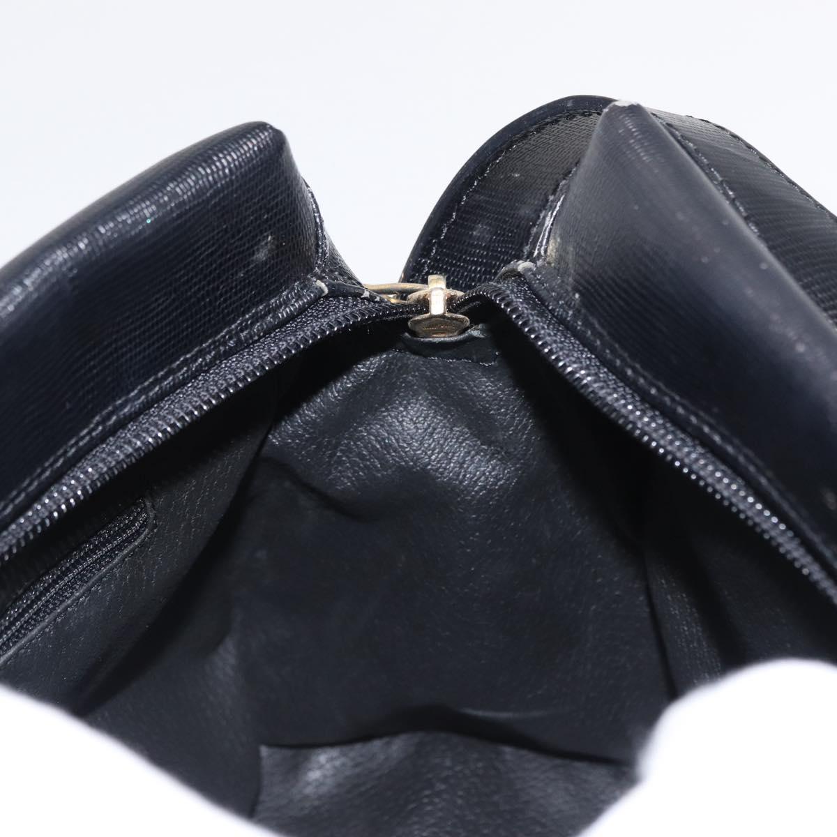CELINE Circle Shoulder Bag Leather Black Gold Auth 156282