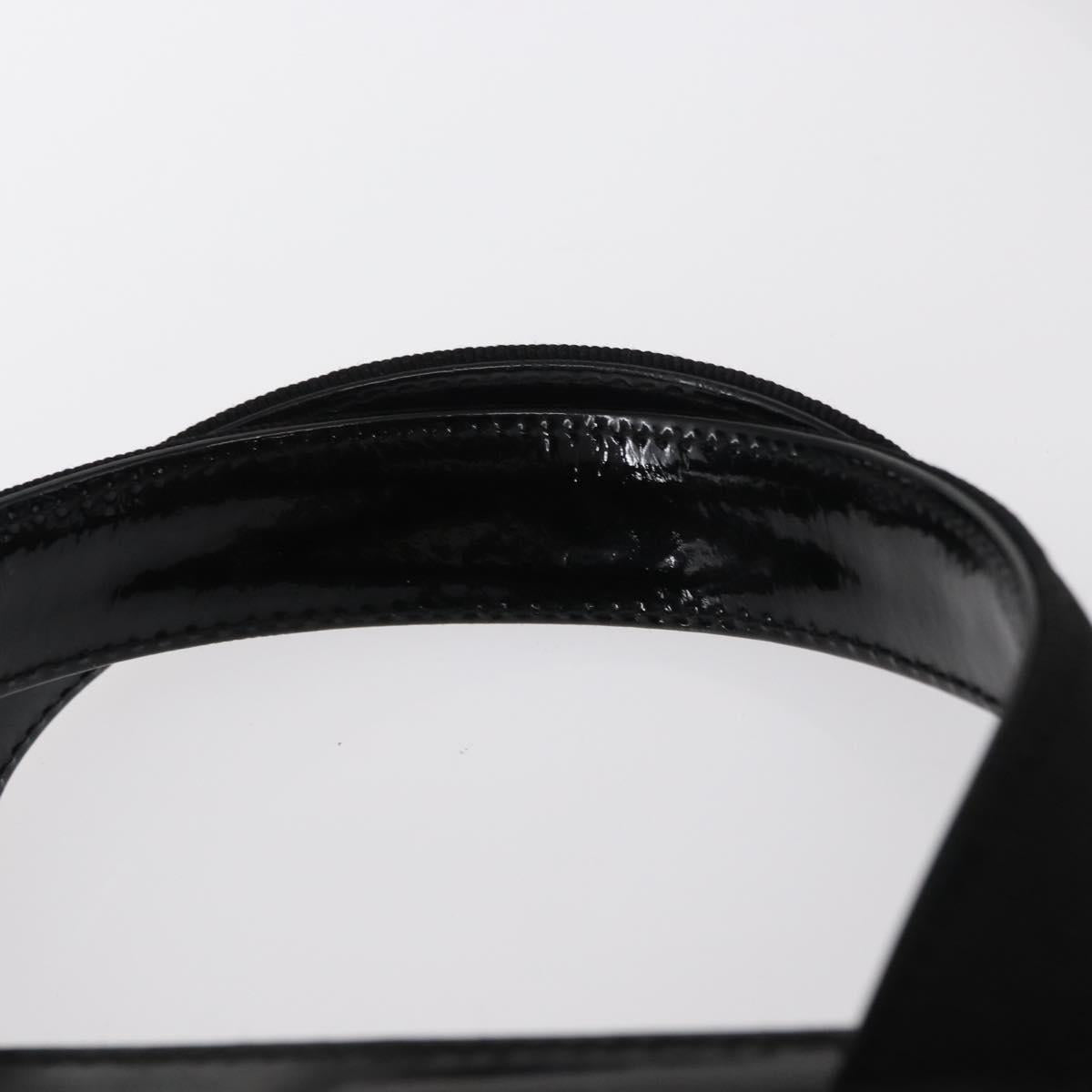 Salvatore Ferragamo Vala Hand Bag Enamel 2way Black Gold Auth 156283